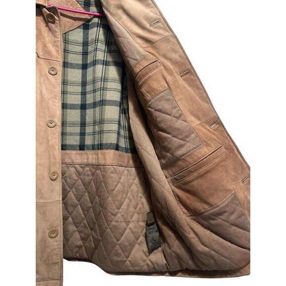 Roundtree Yorke Soft Suede Leather Barn Chore Coat Jacket Large Brown Western - Picture 8 of 16